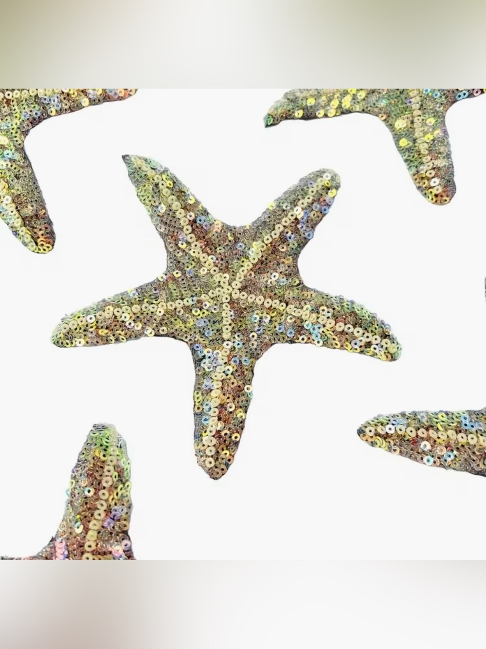 ✨ Iridescent Sequin Starfish Appliqué | Ocean Coastal Embellishment | 5” | New
